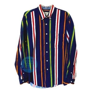 90s vtg Eddie Bauer Neon Striped Button Down